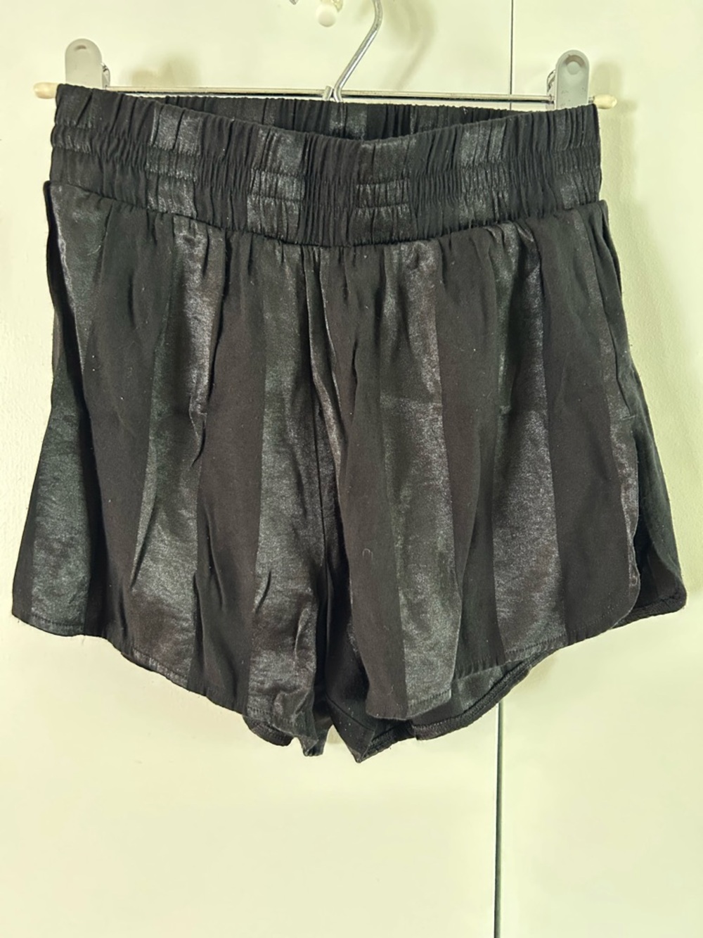 Victoria's Secret Black Satin-Look Elastic Waist Shorts